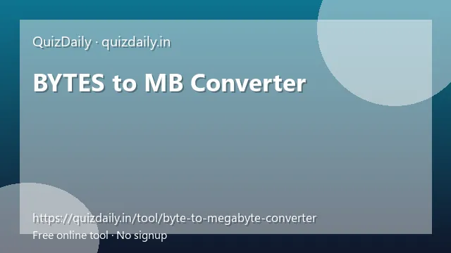 BYTES to MB Converter free tool