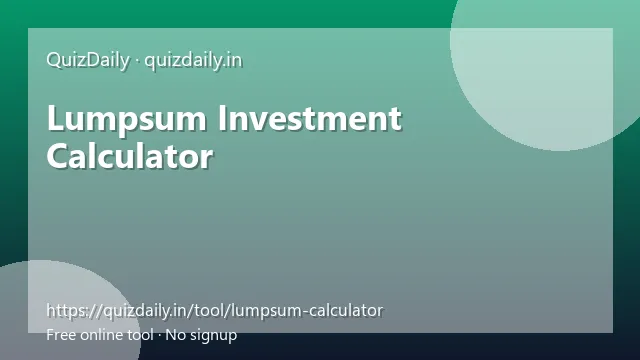 Lumpsum Investment Calculator free tool
