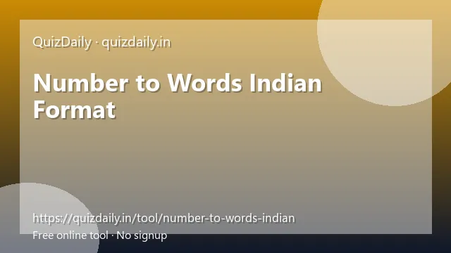 Number to Words Indian Format free tool
