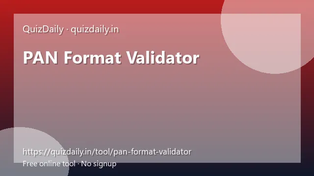 PAN Format Validator free tool