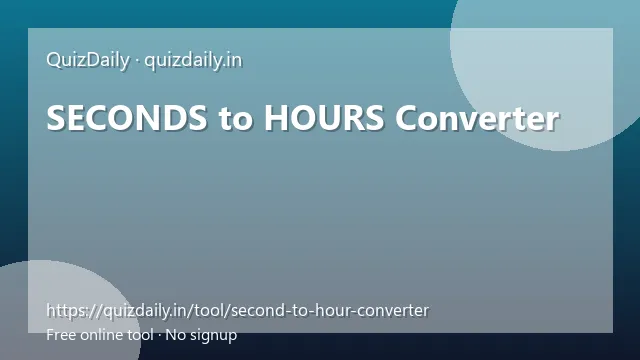 SECONDS to HOURS Converter free tool