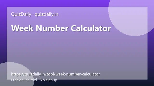 Week Number Calculator free tool